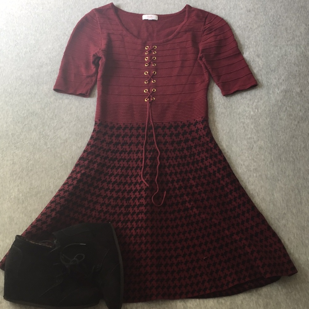 Candie’s Patterned Lace Up Dress